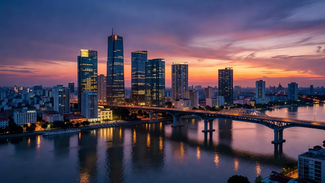 Đường chân trởi TP.HCM nhìn về khu đô thị mới về đêm